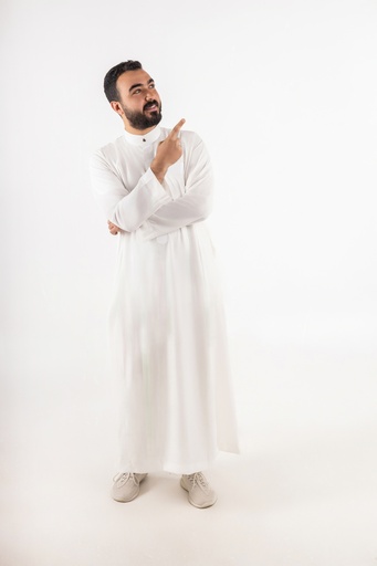 khaliji man pointing next stock image