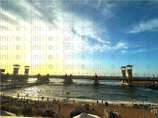 stanley bridge during sun set - stock image