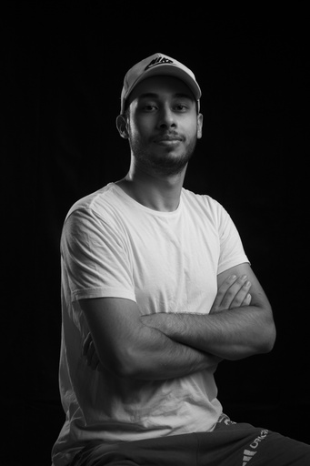 young man in black and white