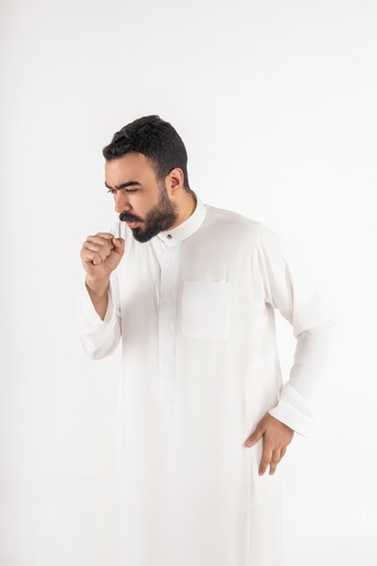 a man from gulf coughing stock image with high quality