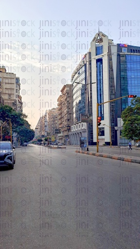 An empty street during the early morning hours in Giza