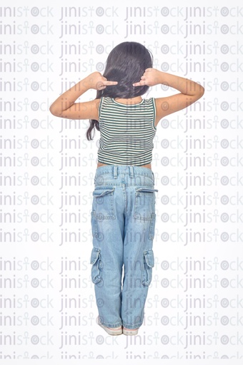 A little girl with her back to the camera