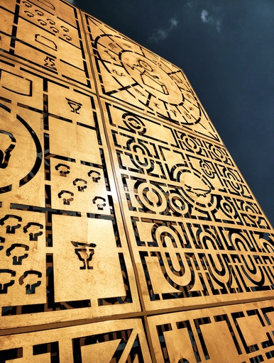 Gold pharaonic illustrations board shining under the sun