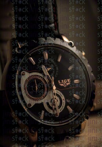 men hand watch close up- stock image