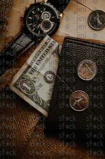 open a dollar in a wallet- Stock images