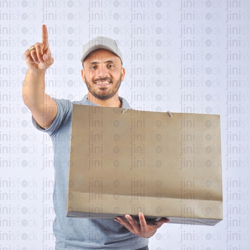 a delivery man rings a doorbell with a package