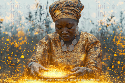 African woman making magic