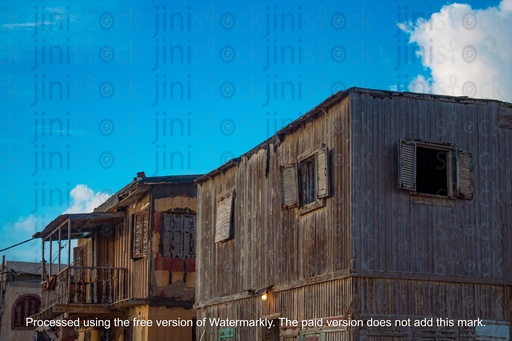 wood huts in rural area