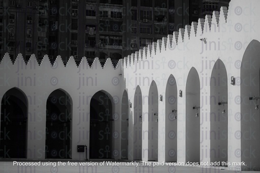 ahmed bin taloon mosque in black and white