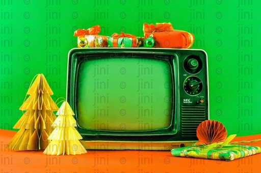 TV, new Year and Christmas decorations