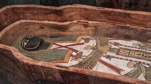 An ancient Egyptian mummy in the grand Egyptian museum