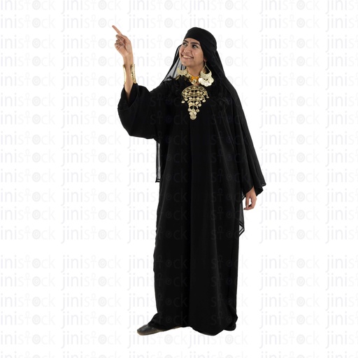 a woman from upper egypt pointing at something