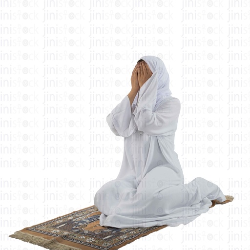 woman praying wearing white