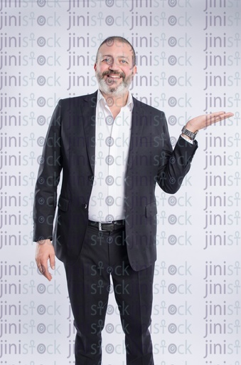 businessman holding a product 