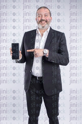 Man pointing at a mobile