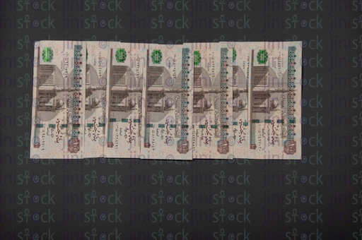 a row of 100 EGP money - stock image