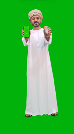 omani khaliji man from gulf holding a mobile phone and visa card