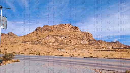 Sinai mountains and an empty Road with no cars or buses in South Sinai in Egypt.