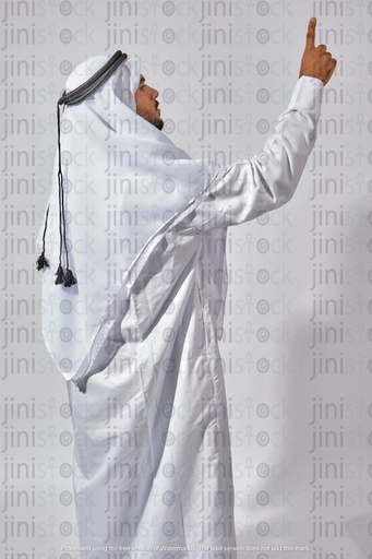 khaliji man from gulf Qatar Saudi pointing at something