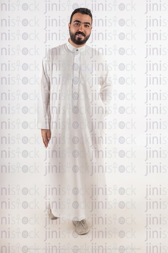 a gulf man with his white clothes standing stock image on isolated background