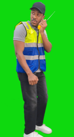 security man on walkie talkie