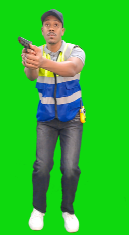 security man holding gun