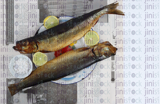 renga and lemone on a plate on a newspaper-stock image