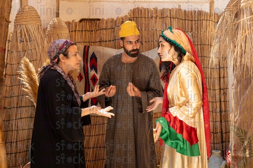 Egyptian family in beautiful peasant dress