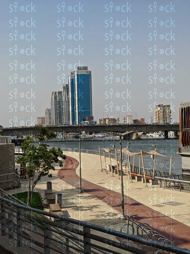 Benches for sitting on the Nile in the promenade