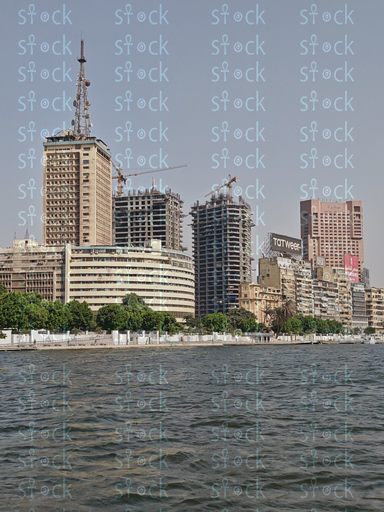 ماسبيرو وأبراج وسط القاهرة بجوار النيل