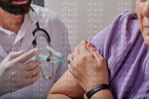 Close-up of syringe injection