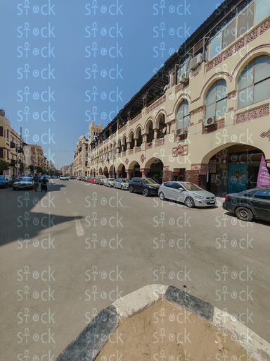 Curved street with vintage facades