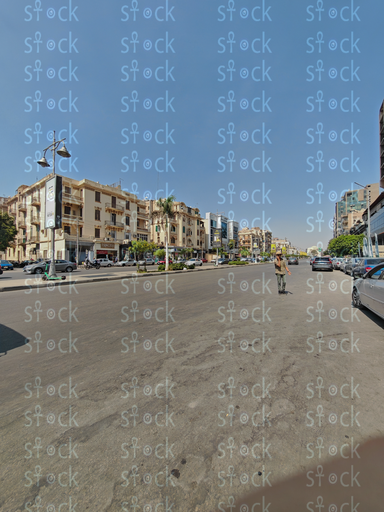 Wide road with classic buildings 