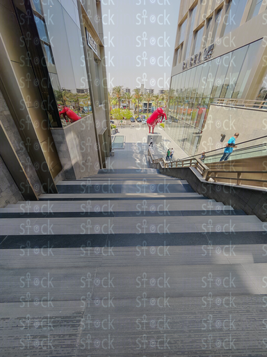 Stone staircase with metal railing