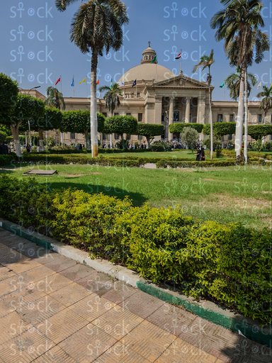 A commanding perspective of the university's majestic facade