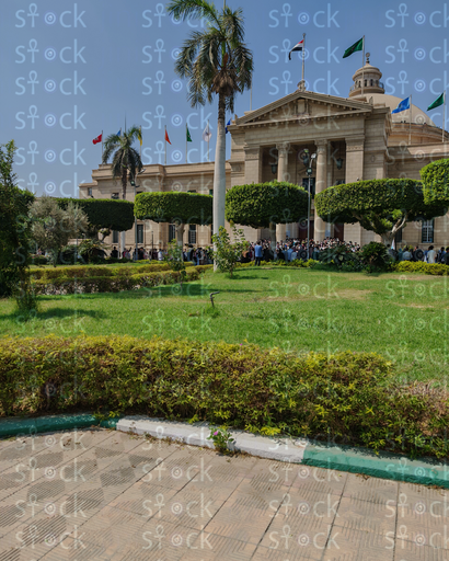 The building's majestic entrance and classic pillars