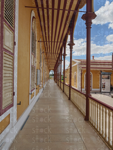 Classic Columns and Blue Sky at Suez Canal Museum