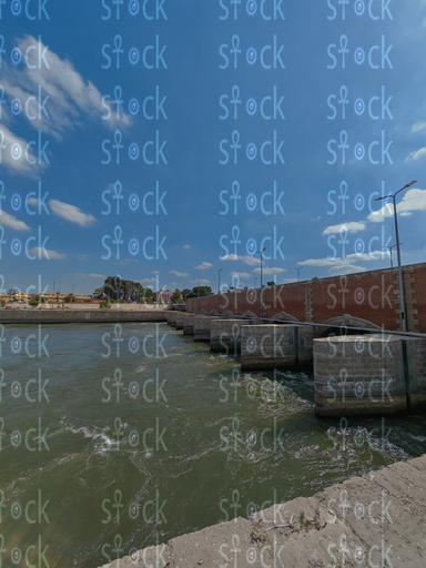 Stone Piers and the Water Flow at Qanater Al-Khayriyah