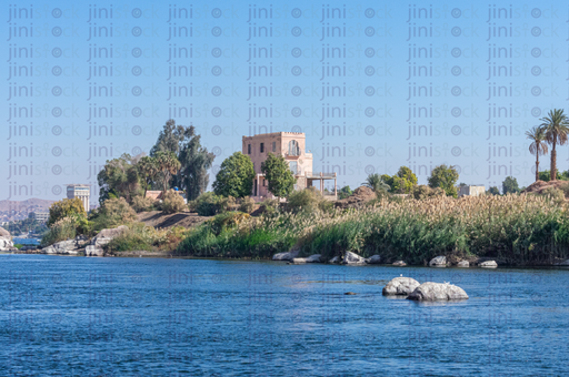 old farmer house on island in the middle of the nile