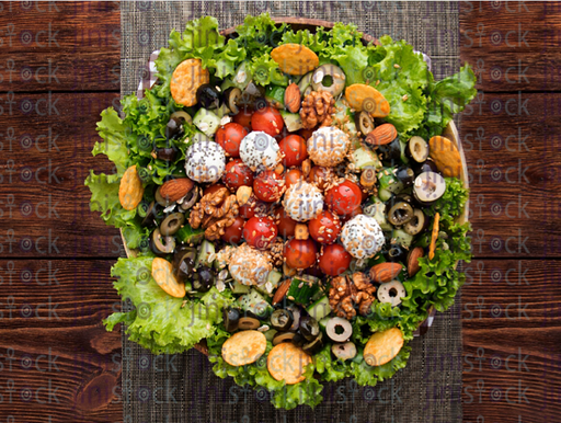 salad bowl top view - stock image