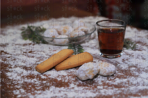 Kahk and homemade biscuits with a cup of tea - stock image