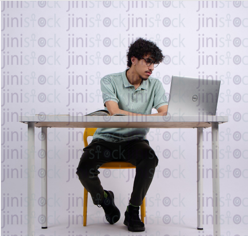 man studing on his laptop - stock image