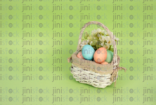 cute basket of Easter eggs -stock image