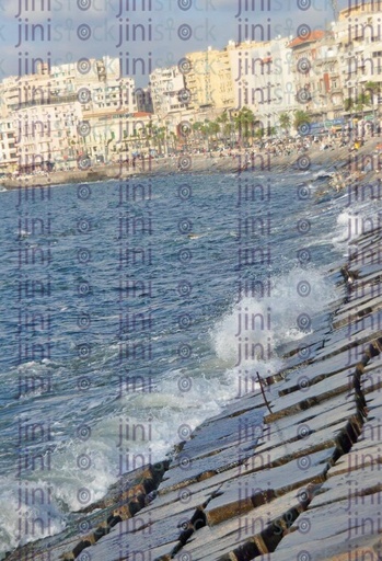 Alexandria Cornish beach and rocks .شاطئ كورنيش الاسكندريه وصخور