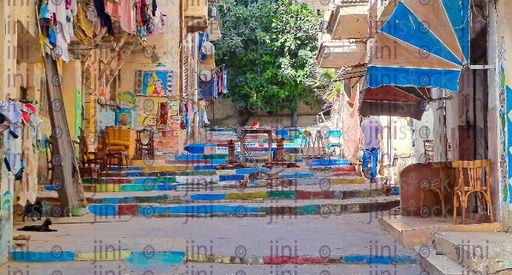 A street in Kom El dekka in Alexandria, Egypt stock image with high quality.. كوم الدكة بالاسكندريا