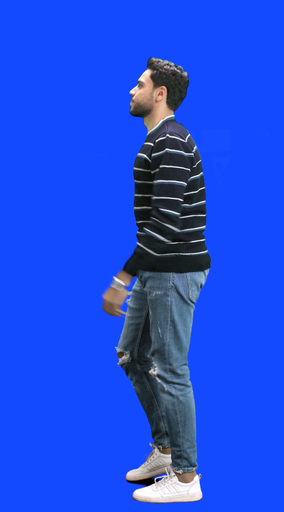 man walking on blue screen