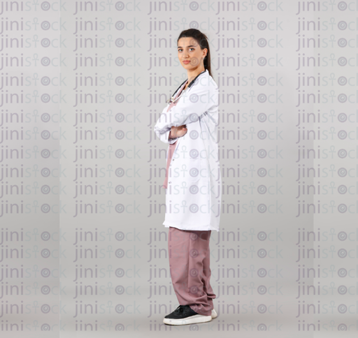 A female doctor standing sideview stock image