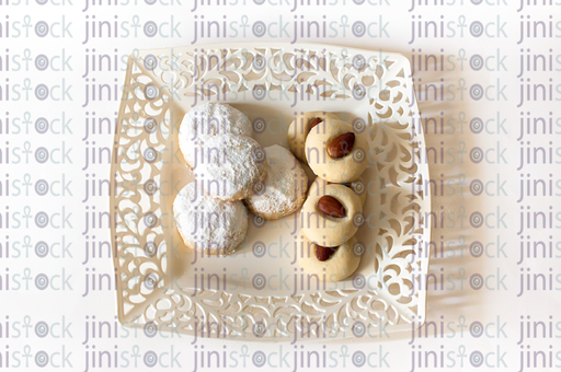 Kahk and biscuits on white plate -stock image